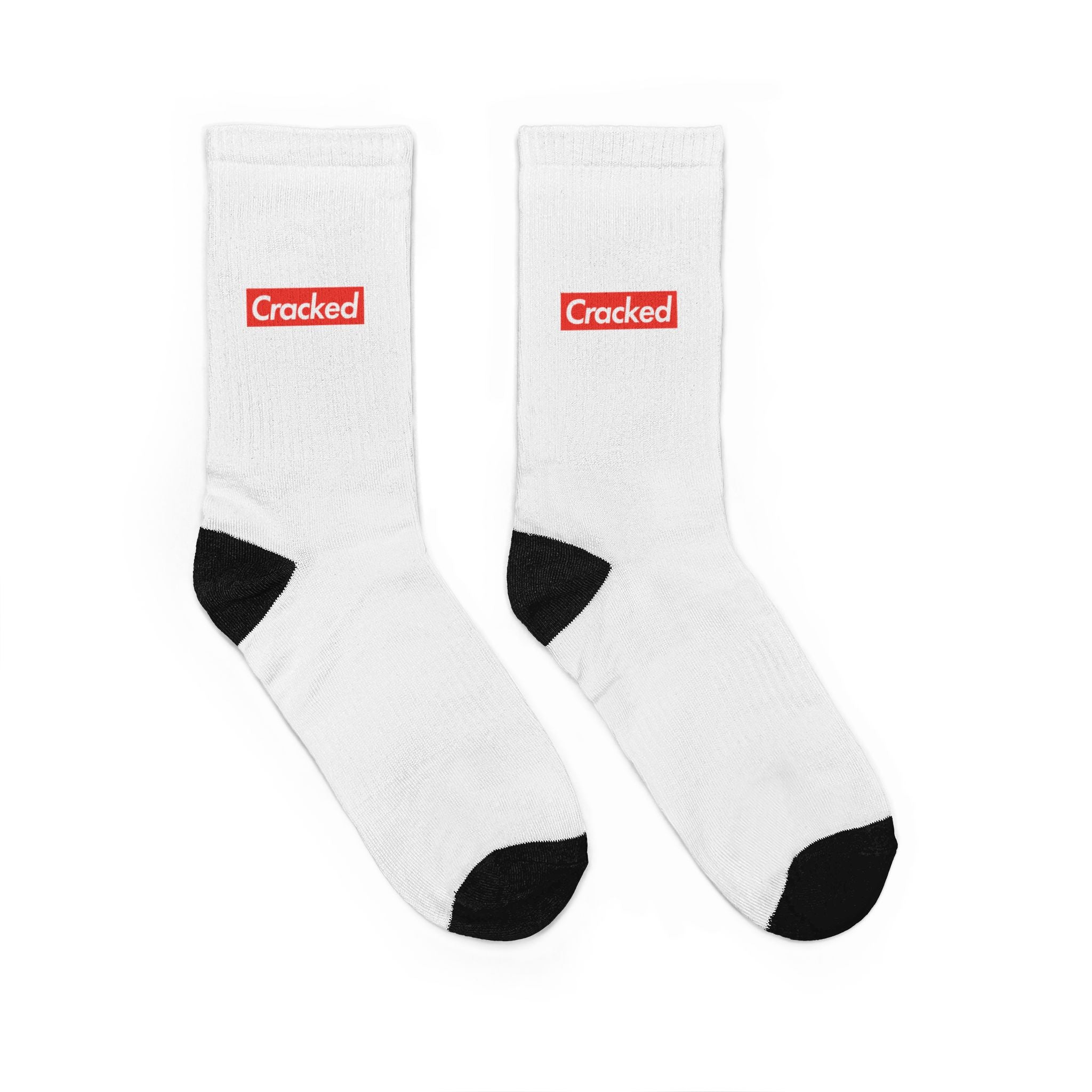 Crew Socks — White 'Cracked' Logo Padded Athletic Socks